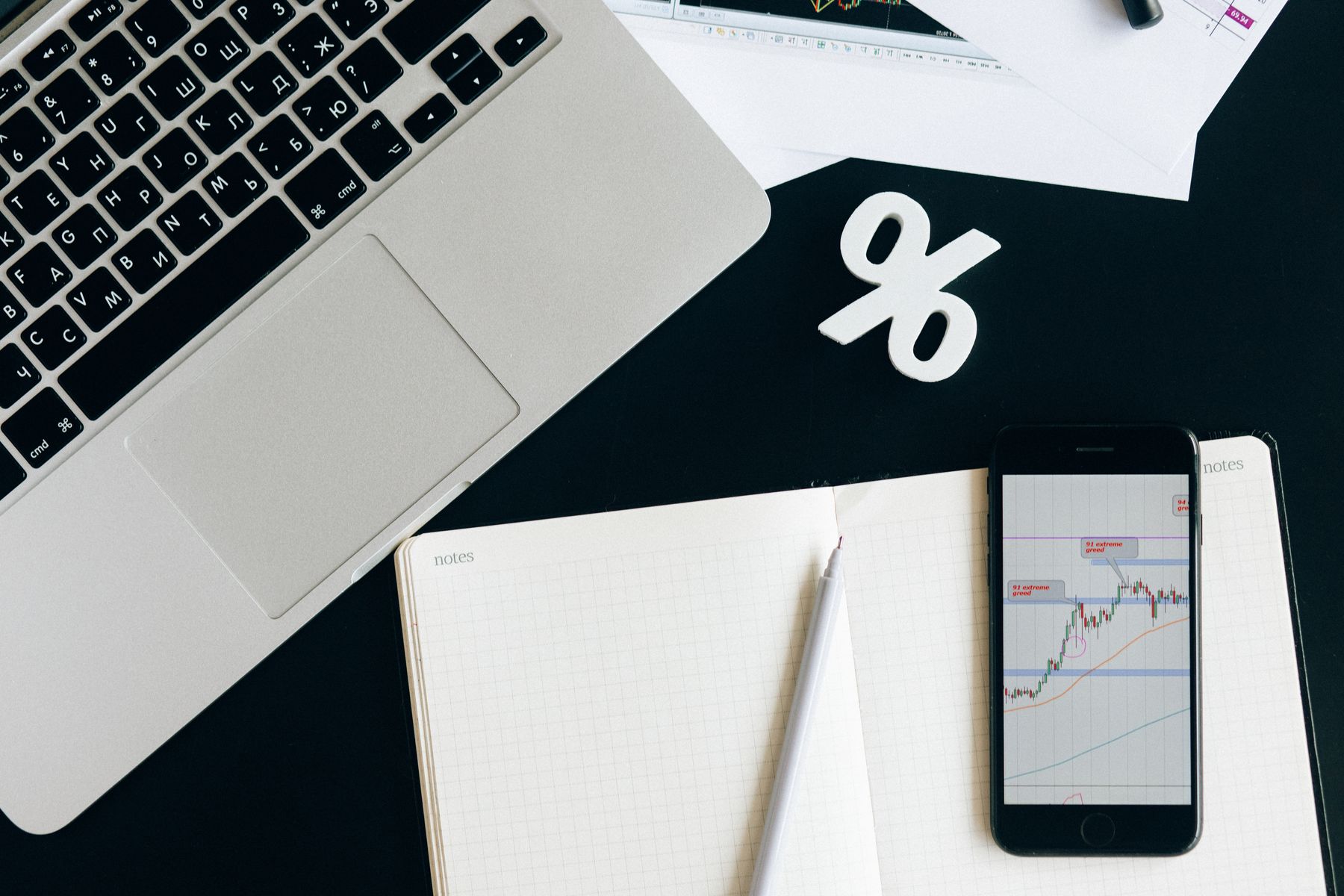 Best Low-Interest Business Loans of October 2026: Where the Cheapest Money Is 2 Percent symbol on a desk next to a keyboard and phone