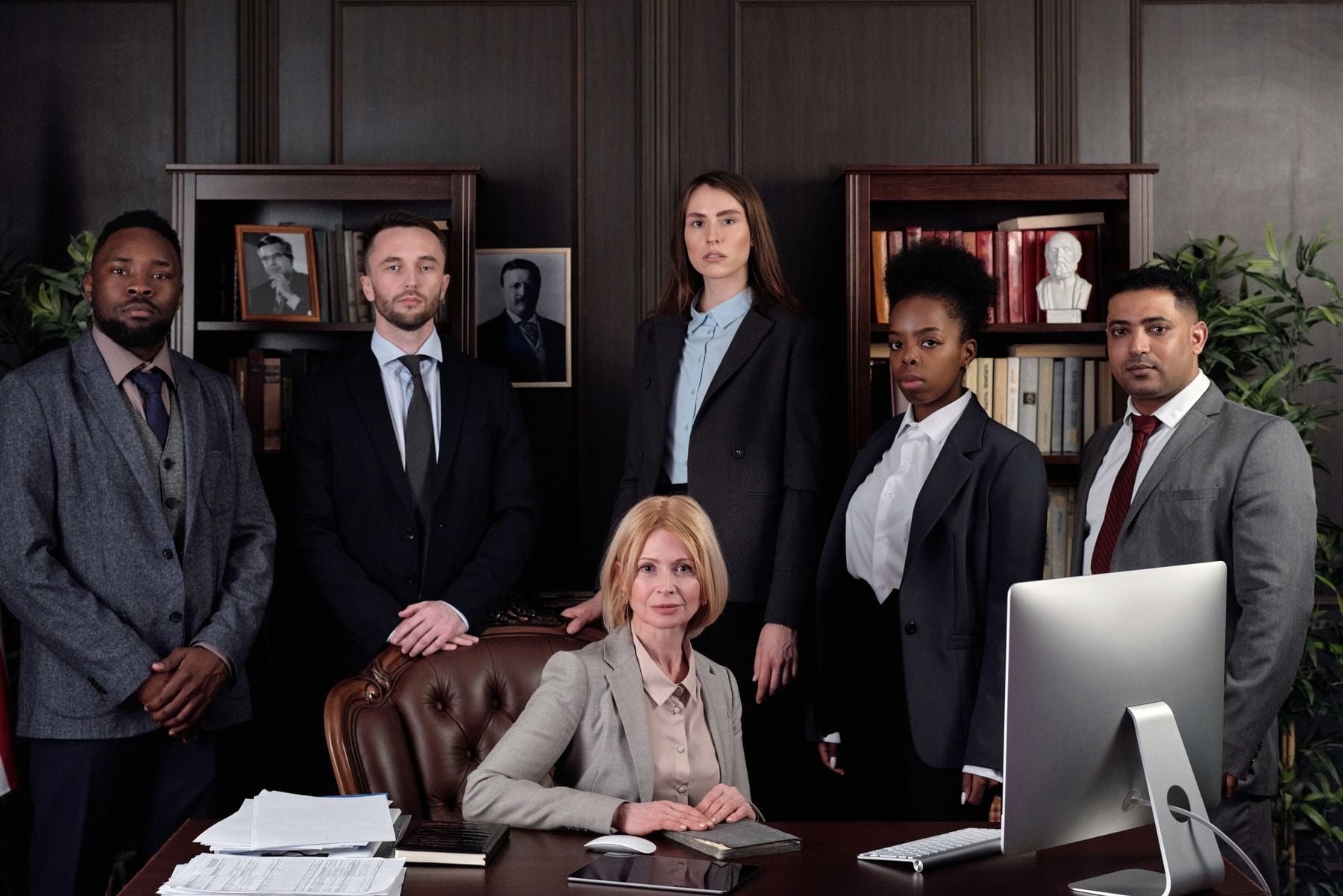 Small business team gathered in an office