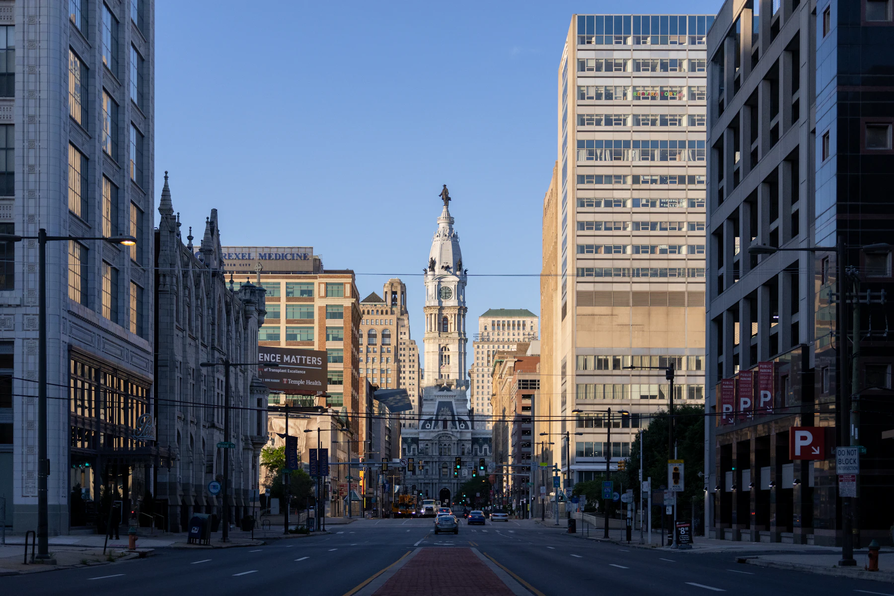 Business Loans in Philadelphia, PA: Fast Funding for Established Businesses 2 Philadelphia street with tall buildings and a clock tower
